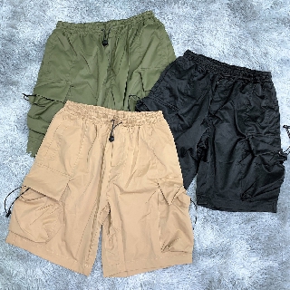 Korea Outdoor Short 黑 軍綠 卡其 工裝褲 機能短褲 束口 立體 大口袋 五分褲 DOT聚點