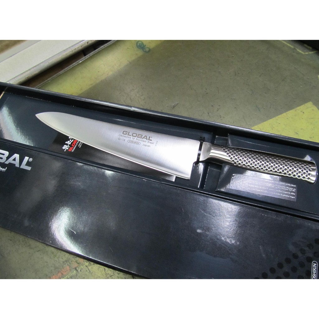 日本製🇯🇵具良治GLOBAL G-16 240mm專業主廚刀 西餐刀 牛刀 頂級廚刀 YOSHIKIN 不鏽鋼握柄