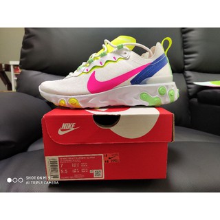 Nike慢跑鞋 React Element 55 PRM 白粉色 US7號