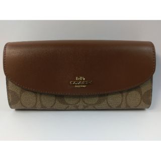 Coach 經典LOGO PVC拼接皮革 壓釦厚寬長夾 美國正品代購