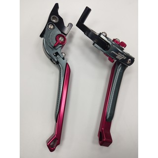 正MOTO JS部品 XMAX300 X-MAX 專利七段可調伸縮拉桿附軸承 可折 3D加工 煞車拉桿 剎車拉桿灰/紅