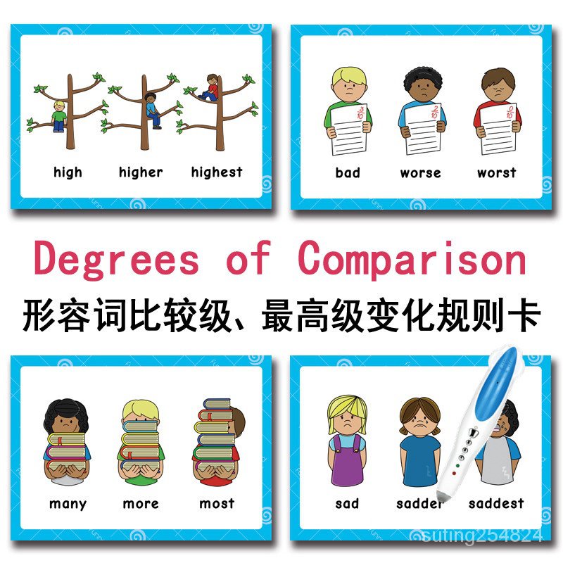 現貨秒殺英語形容詞原級比較級變化規則卡小達人點讀英文啟蒙卡片教室教具小達人直接點讀版 蝦皮購物