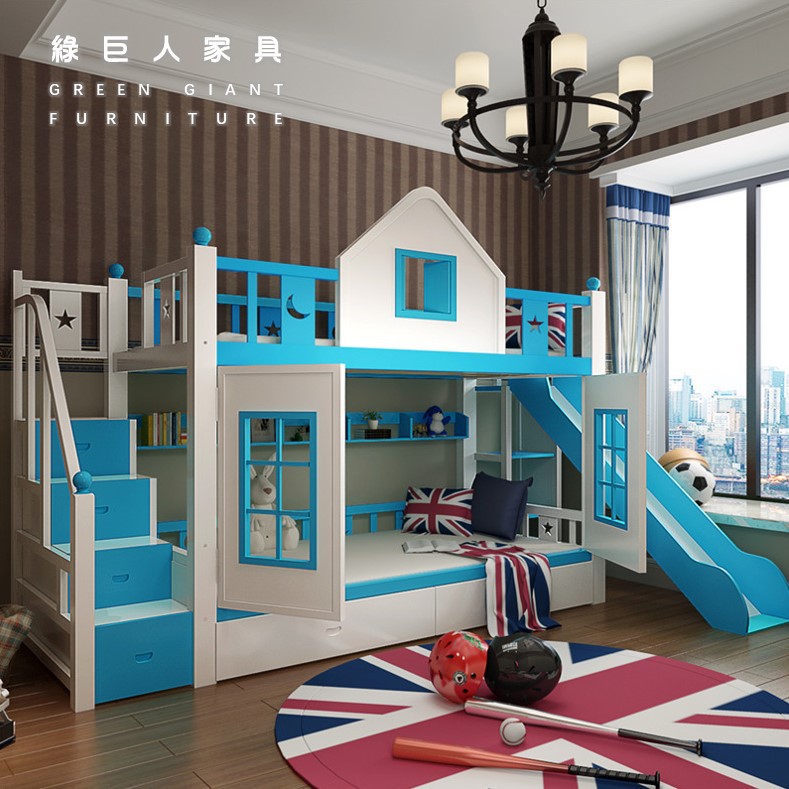 夢幻城堡雙層床上下舖上下床兒童床城堡公主床秘密基地子母床滑梯床 A 綠巨人家具 蝦皮購物