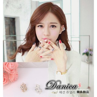 耳環 現貨 韓國氣質甜美皇冠珍珠水鑽U型耳骨夾 K92504 單個價 Danica 韓系飾品 韓國連線