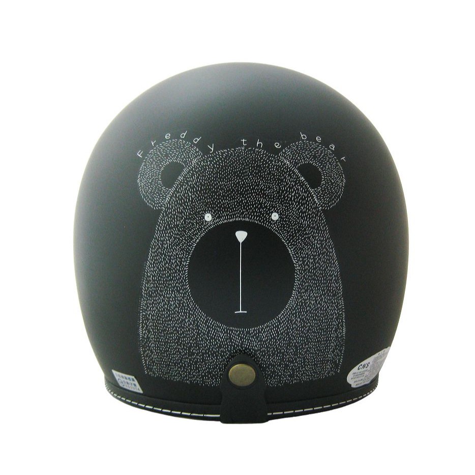EVO 安全帽 CA-309 復古帽 N 手繪熊 消光黑色 半罩 半拆洗 卡通圖案 正版授權