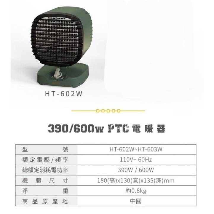 二手 樂活不露 HT-602W PTC電暖器  3代 桌上型電暖器 暖爐 陶瓷電暖器 露營暖爐 小暖爐 黑設 迷你電暖器