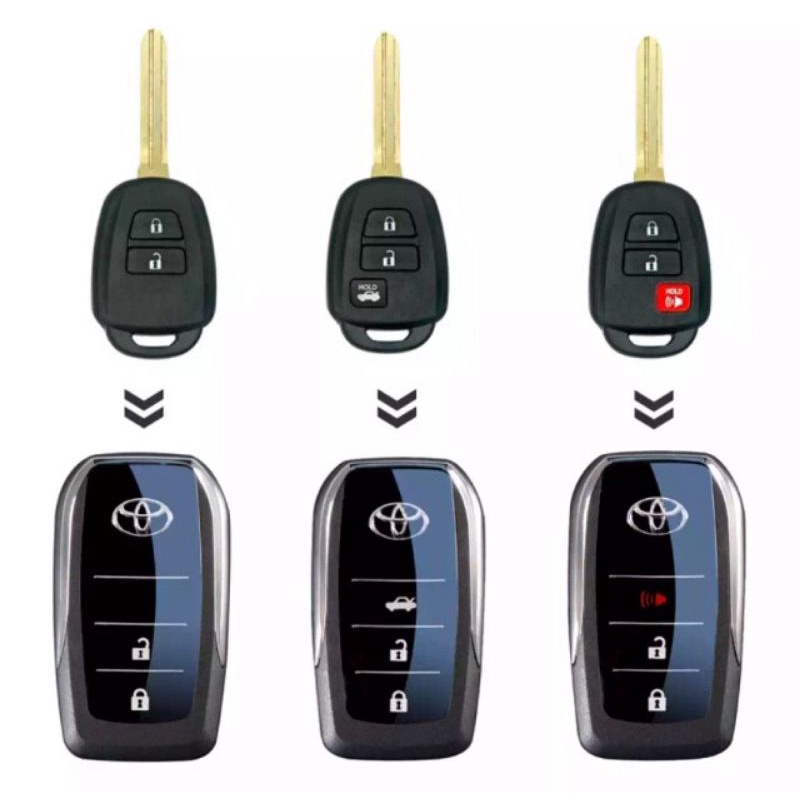 豐田鑰匙包 2、3 個包括按鈕(2015 年及以後)Innova Fortuner Vios Yaris Corolla