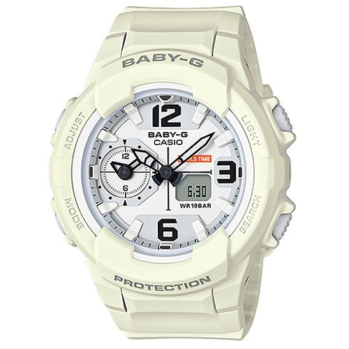 【CASIO】BABY-G 帥氣男孩風中性基本款系列雙顯錶-米黃(BGA-230-7B2)正版宏崑公司貨