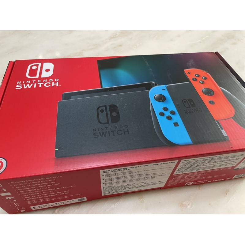 自售【Nintendo 任天堂】Switch新型續航力加強版主機 電光紅 電光藍(台灣公司貨).