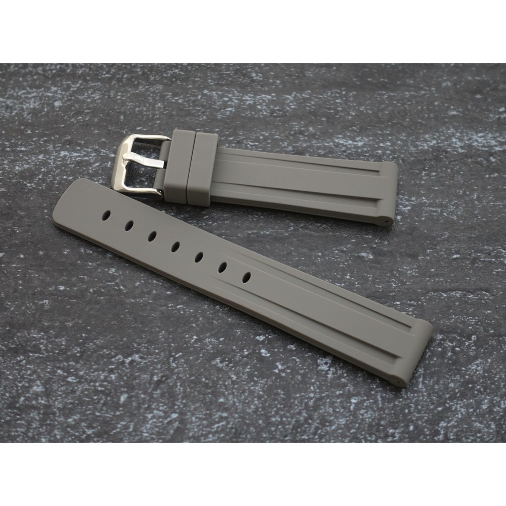 優質手感20mm高質感矽膠錶帶～替代各個品牌相同規格～小沛雙凹溝紋oris promaster seiko 科技灰色