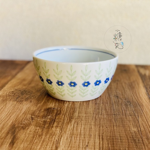 小糖瓷｜日本製 [中] 輕量綠葉小花韓式鉢/涼拌小鉢/小菜鉢（無蓋）