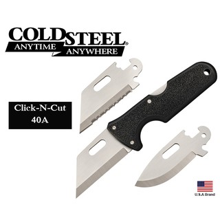 美國Cold Steel冷鋼直刀Click-N-Cut三刀片置換式420J2鋼ABS握柄附背夾刀鞘【CS40A】