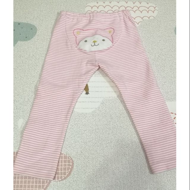 二手 麗嬰房 熊熊 粉色線條 內搭褲 長褲 3號