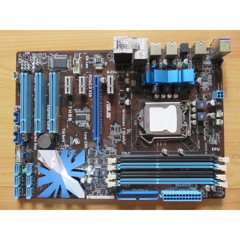 S1156 主機板 華碩p7h55 雙通道ddr3 H55晶片固態電容hd 音效i7 超頻設定直購價780 蝦皮購物