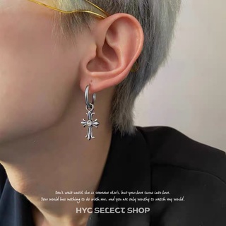 [HYC] 歐美 復古 做舊 十字架 鑲鑽 耳環 耳夾 時尚 輕奢 百搭 嘻哈 男女