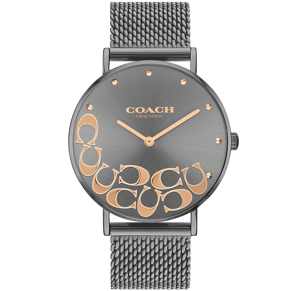 COACH 女 大C經典時尚米蘭鍊帶腕錶-灰黑(CO14503825)