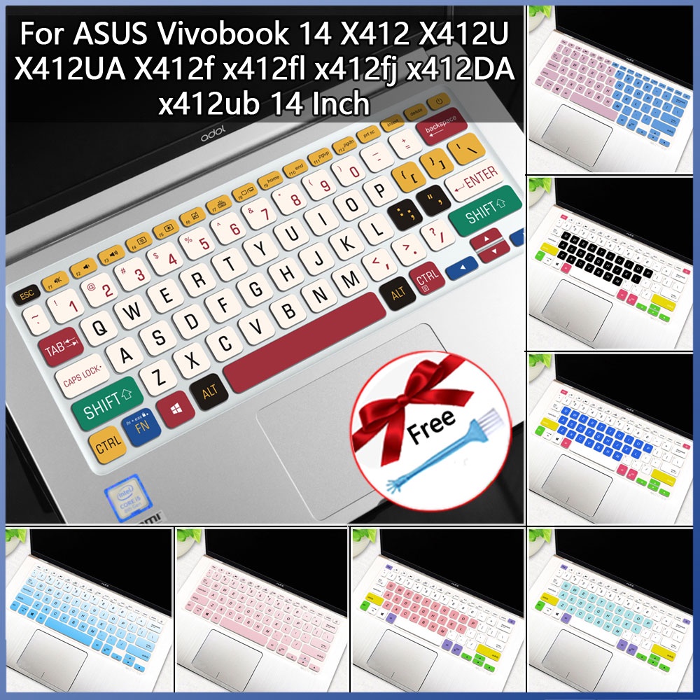 帶刷矽膠筆記本電腦鍵盤保護套適用於華碩 Vivobook 14 X412 X412U X412UA X412f x412