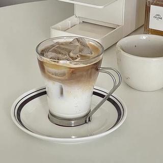 ｜現貨｜復古不鏽鋼把手玻璃杯/咖啡杯/美式/拿鐵杯