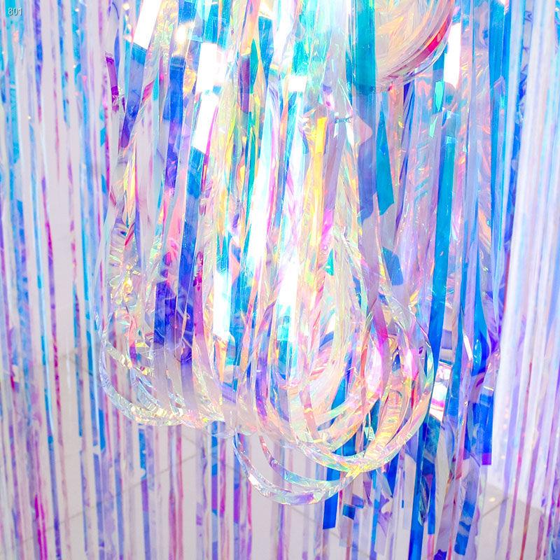 【台灣 出貨】✜❀✘畢業 舞臺裝飾 雨絲簾 背景墻 生日布置 派對 彩帶 絲帶 拍照氣球 鐳射彩條場景佈置
