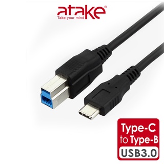 【atake】Type-C轉USB3.0 Type-B印表機線(1m) 傳輸線/轉接線/筆電印表機線