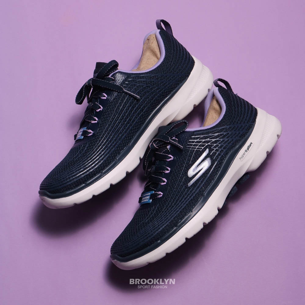 SKECHERS 休閒鞋 GO WALK 6 藍紫色 動感流線 女 (布魯克林) 124554NVLV