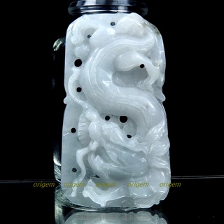 珍珠林~龍鳳呈祥雙面立體簍雕玉珮~A貨緬甸紫羅蘭翡翠 #893