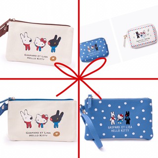 愛買物正版授權hello kitty KT Lisa麗莎卡斯柏聯名款小物包零錢包拉鍊包化妝包拉鍊筆袋萬用包情人節生日禮物