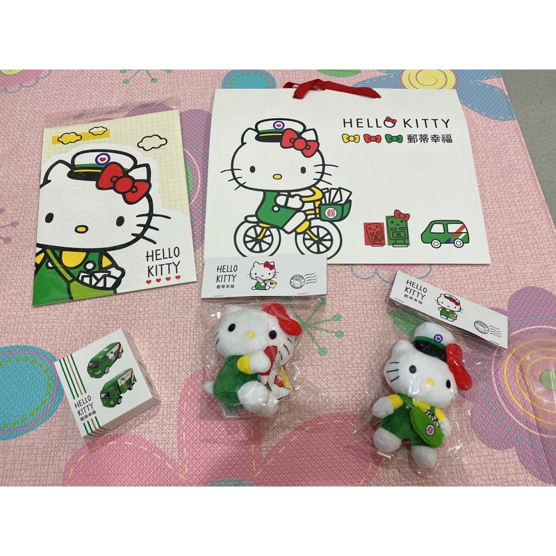 全新中華郵政 郵局 hello kitty聯名 車 娃娃 郵票-紅白盒
