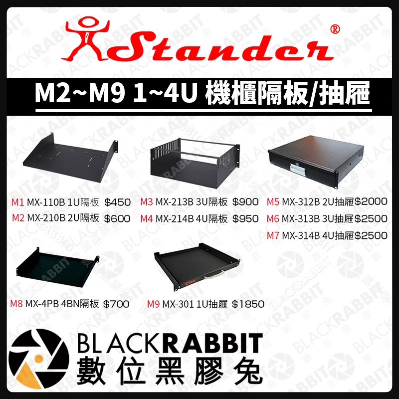 【 Stander 江楠 M2-M8 1~4U MX-4PB 機櫃隔板 機櫃抽屜 】機櫃 隔板 抽屜 數位黑膠兔