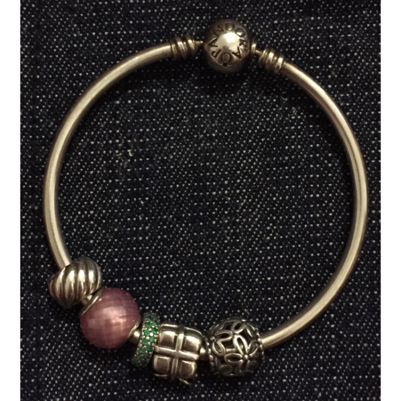 「二手」pandora 鏤空珠、粉紅琉璃珠、禮物、固定扣