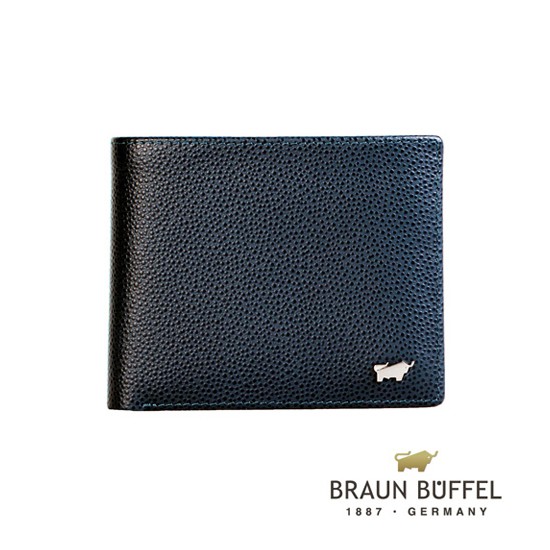 【BRAUN BUFFEL】德國小金牛 HOMME-B系列12卡上翻短夾皮夾-藍色 牛皮 BF192-B319-NY