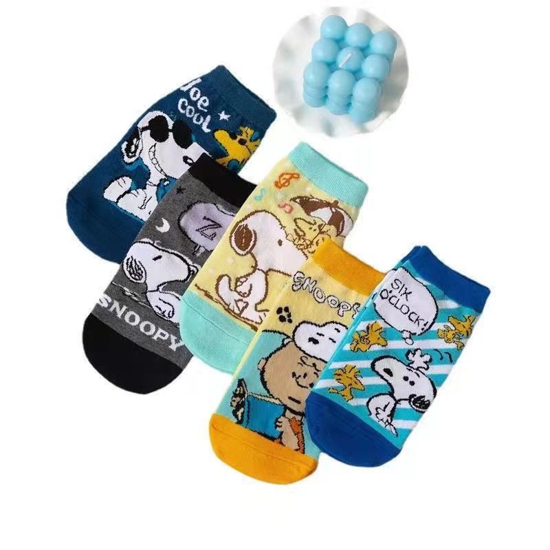史努比夏季淺口襪子 女船襪 日系卡通可愛襪子 小狗短襪 襪子批發