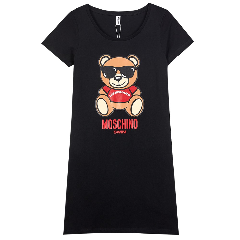 【莫斯奇諾】救生熊長版T恤連身裙(黑色/XS)｜MOSCHINO