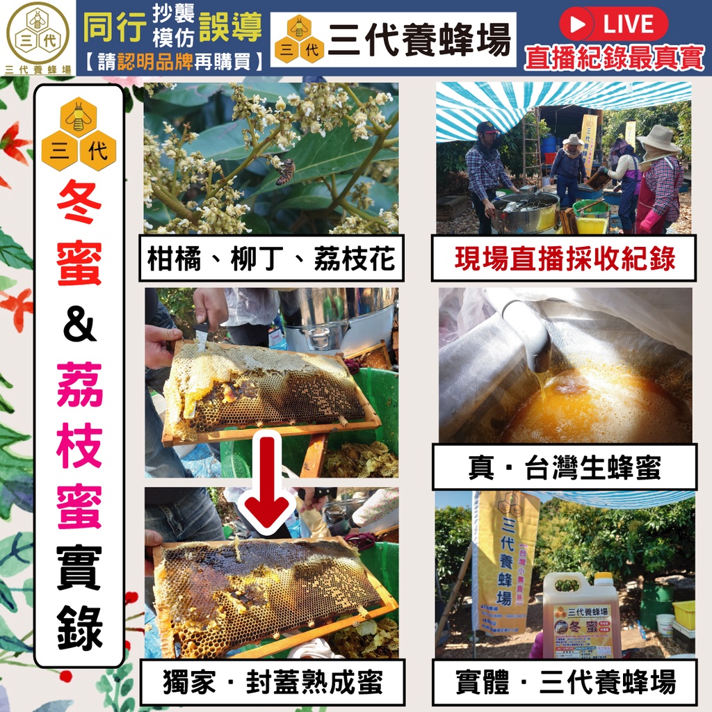 三代養蜂場 獨家直播紀錄 22年 100 純蜂蜜 免運 國產驗證 龍眼蜜 冬蜜 封蓋熟成蜜 咸豐草花蜜 百花蜜 露天拍賣