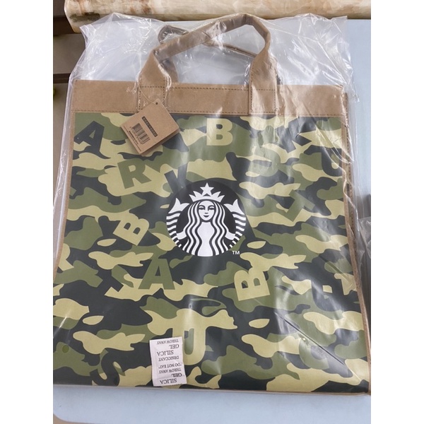 全新Starbucks星巴客迷彩大禮物提袋