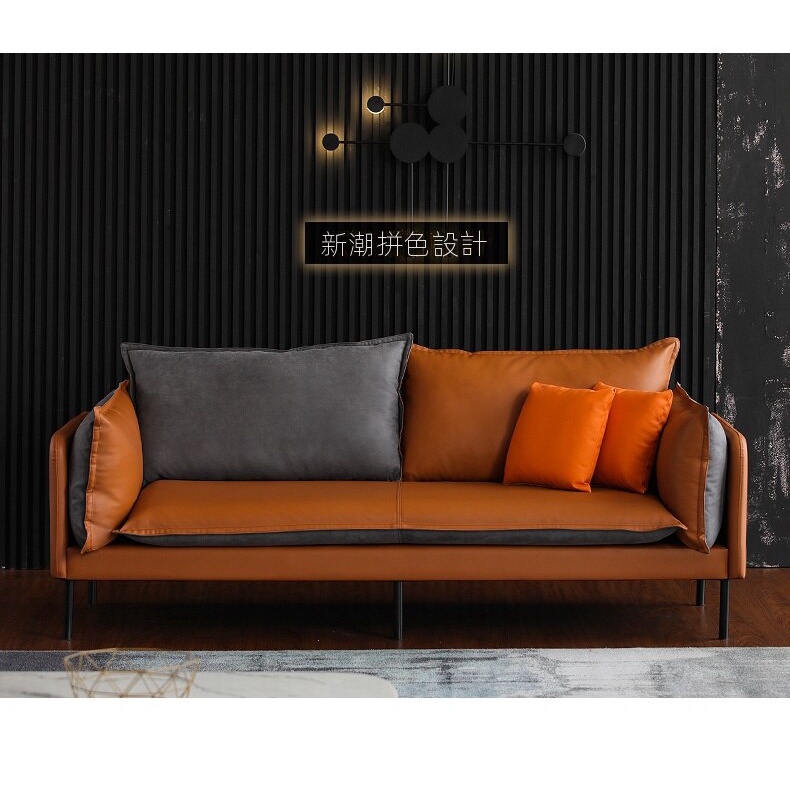 意式極簡皮沙發 沙發 小戶型客廳北歐風格簡約輕奢三人科技布小空間沙發