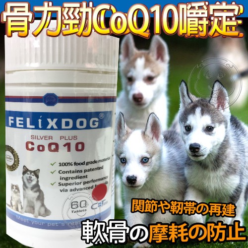 📣48小時工作天內快速出貨🚀FelixDog骨力勁》新包裝寵物關心嚼錠SILVER plus CoQ10-60錠