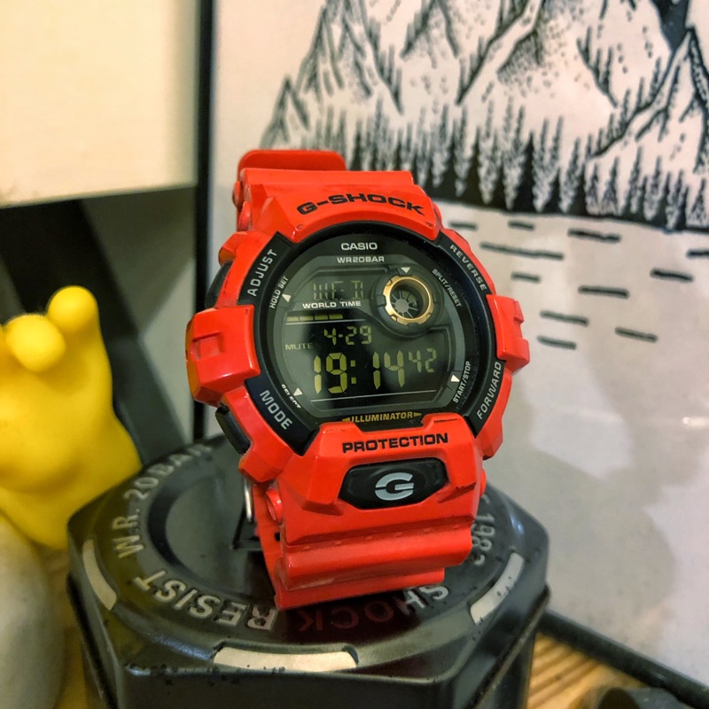 ［二手］CASIO G-SHOCK 防水運動錶 WR20BAR 紅 近全新