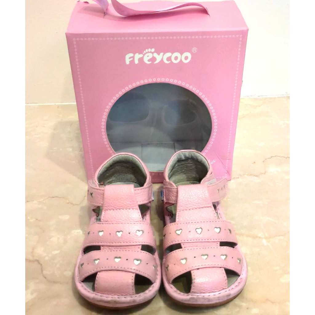 &lt;二手&gt; Freycoo芙瑞可女童鞋 寶寶鞋 啾啾減壓氣墊軟Q膠底 幼兒真皮涼鞋
