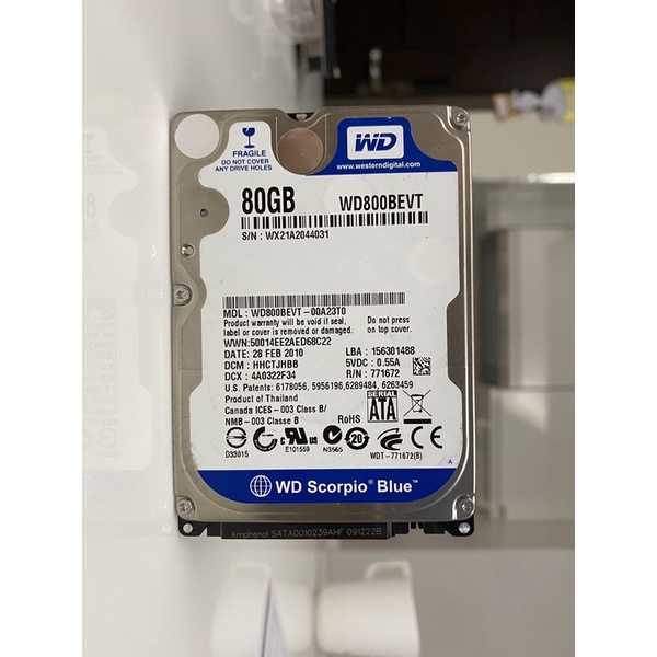 WD800BEVT-22ZCT0-2.5吋-SATA2-80GB