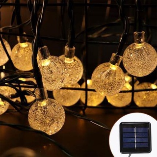 太陽能氣泡球串 太陽能串燈戶外防水聖誕燈 太陽能戶外防水燈串 LED氣泡球燈 水晶珠彩燈聖誕花園庭院裝飾燈