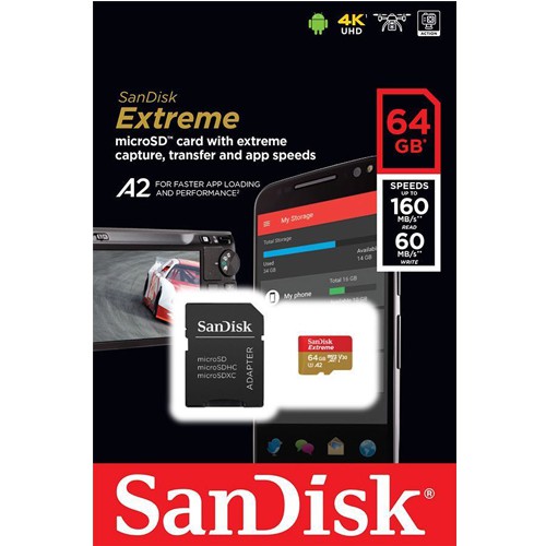 SanDisk Extreme 64GB 64G microSD SDXC 100MB/s A2 Switch 記憶卡