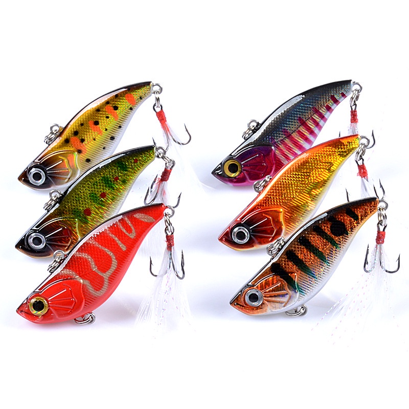 Yuhao 路亞餌全泳層遠投響珠顫泳vib鐳射羽毛鉤塑料魚餌5 8cm 13 5g鱤魚黑魚 蝦皮購物