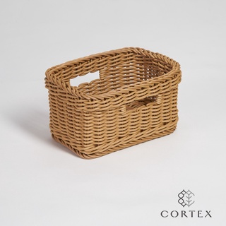 CORTEX 收納籃 仿籐籃 寬方型W29 卡其色