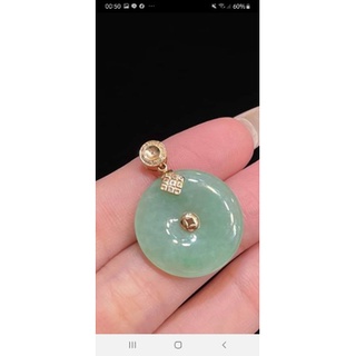 翡翠一姐果綠平安扣18K玫真鑽
