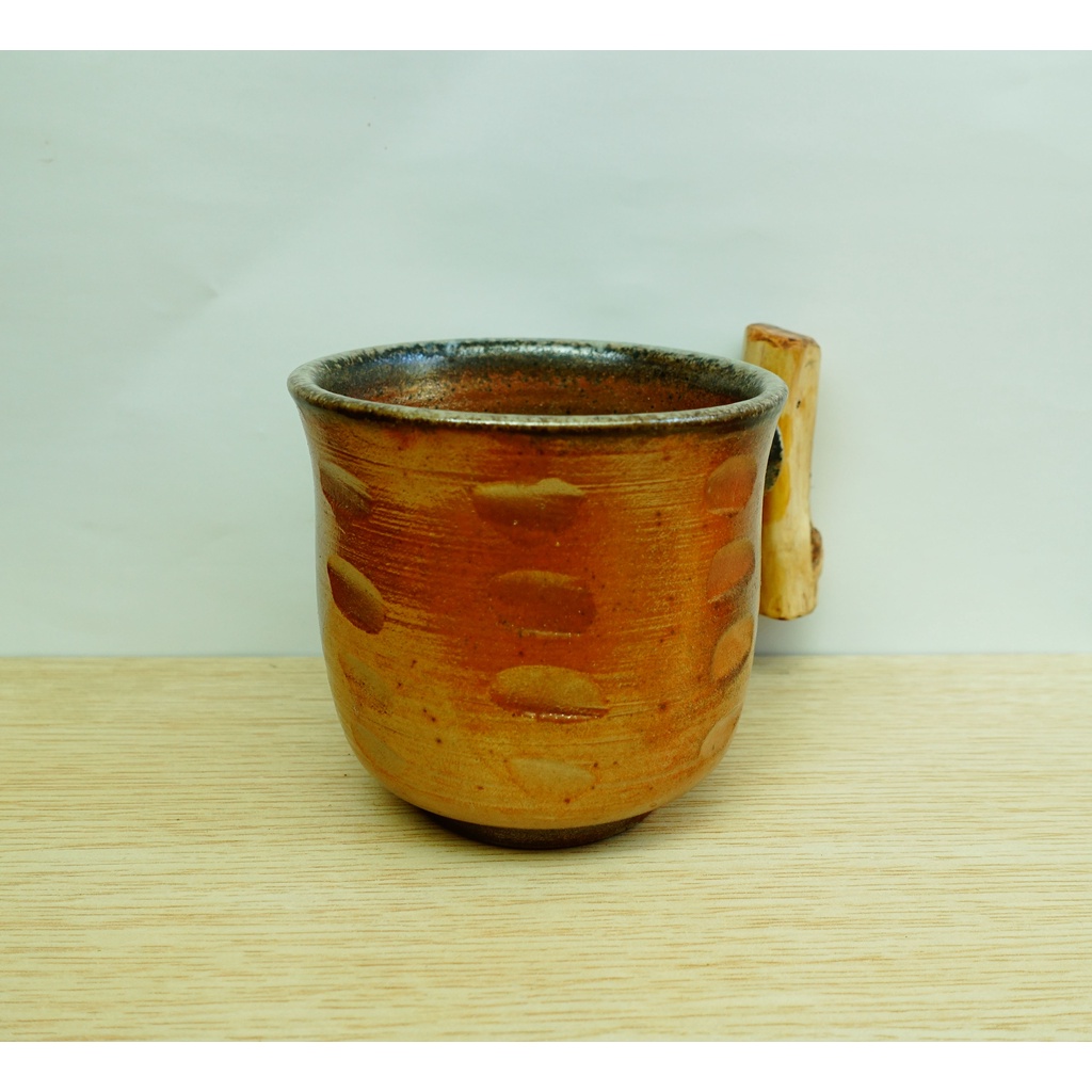 【金銀彩系列】《柴燒》龍柏木柄 茶杯/ 馬克杯/ 水杯/ 咖啡杯 180 ml -- C59 -- 茶具