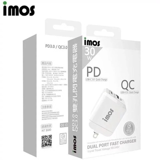 原廠保三年 imos PD+QC3.0雙孔閃電充電器 現貨折扣