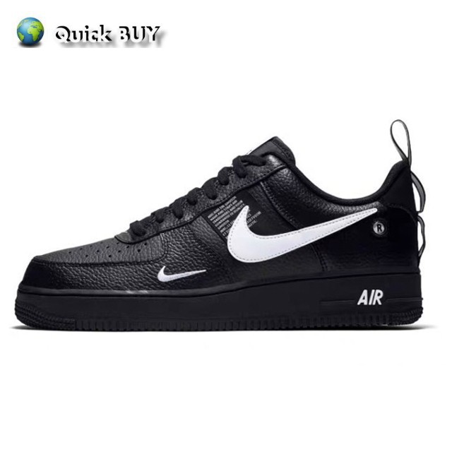 Nike Air Force 1 Utility 黑白 拼接 雙勾 男女鞋 休閒鞋 AR1708-001