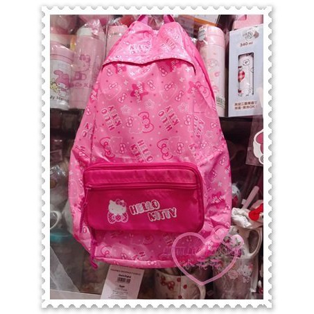 ♥小花花日本精品♥Hello Kitty 購物袋購物包可摺疊收納包外出包後背包防潑水滿版圖蝴蝶結粉色 42083702