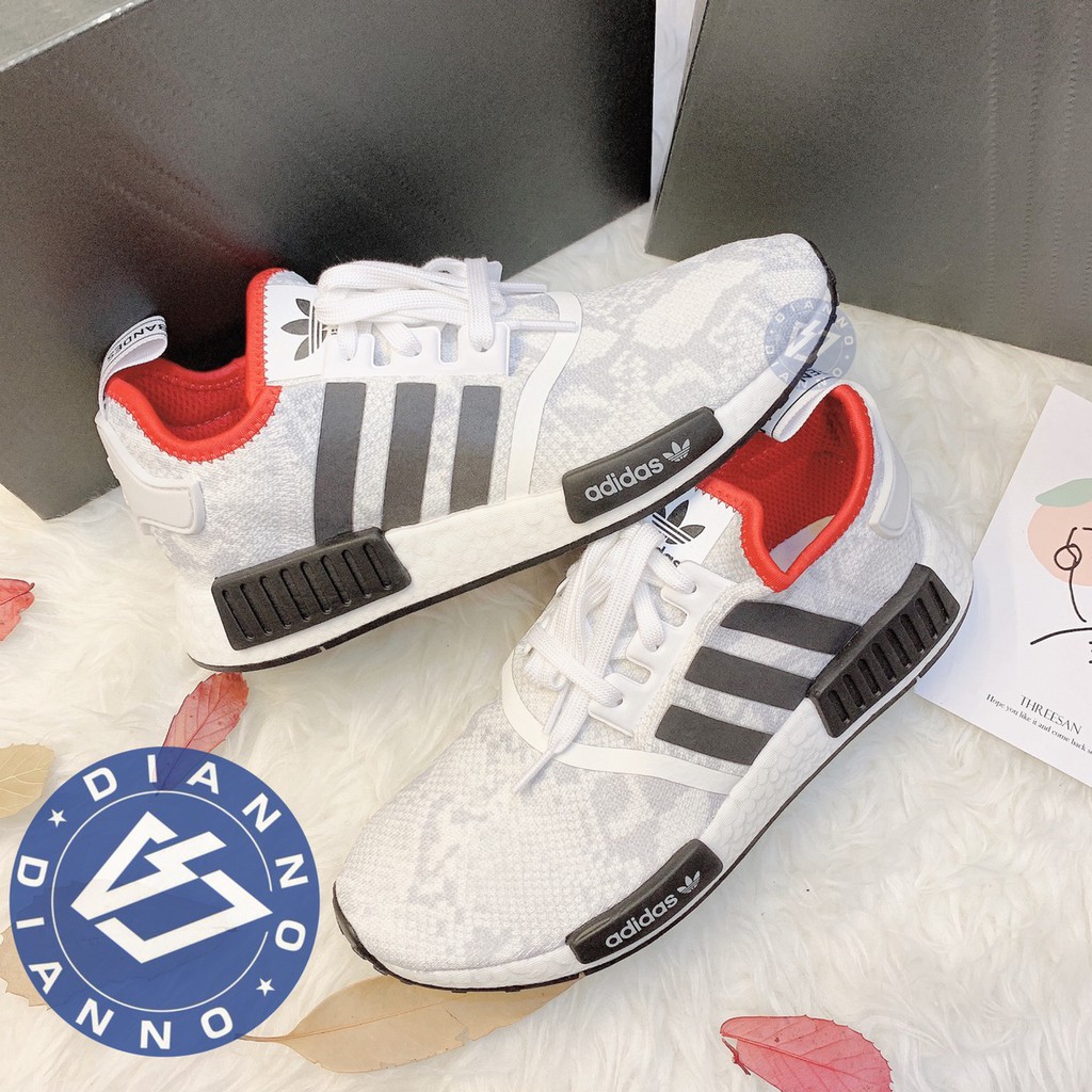 帝安諾-實體店面 Adidas Original NMD R1 白黑紅 白黑 白紅 白色 白蛇紋 FV3874